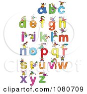 Poster, Art Print Of Doodled Stick Kids Playing On Letters 3