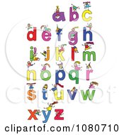 Poster, Art Print Of Doodled Stick Kids Playing On Letters 4
