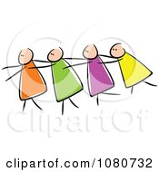 Clipart Blind Stick People Leading Each Other Royalty Free Vector Illustration