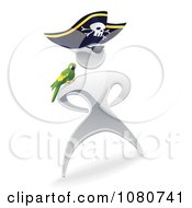 Poster, Art Print Of 3d Silver Pirate Man With A Parrot