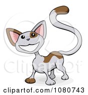 Clipart Happy Calico Cat Smiling Royalty Free Vector Illustration