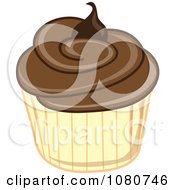 Poster, Art Print Of Chocolate Frosted Cupcake With A Yellow Wrapper