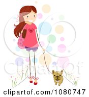 Poster, Art Print Of Cute Stick Girl Walking Her French Bulldog