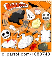 Poster, Art Print Of Set Of Grungy Halloween Comic Design Elements Over Orange