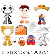 Poster, Art Print Of Boy Halloween Doll With Different Costumes