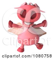 Clipart 3d Winged Pookie Pig Jumping Royalty Free Illustration by Julos
