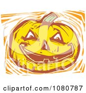 Poster, Art Print Of Woodcut Styled Jackolantern Halloween Pumpkin