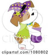 Poster, Art Print Of Cute Puppy Trick Or Treating As A Halloween Witch