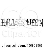 Clipart The Black And White Word Halloween With A Jackolantern As The O Royalty Free Vector Illustration