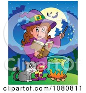 Poster, Art Print Of Cat By A Halloween Witch Making A Potion