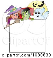 Clipart Halloween Witch Vampire And Ghost Frame Royalty Free Vector Illustration