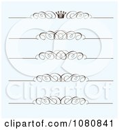 Poster, Art Print Of Set Of Ornate Swirl And Crown Rule Borders On Blue