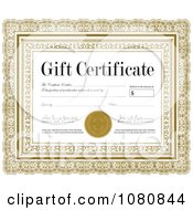 Clipart Ornate Gold Gift Certificate With Sample Signatures Royalty Free Vector Illustration