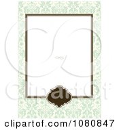 Poster, Art Print Of Brown Frame With A Green Damask Border And Copyspace