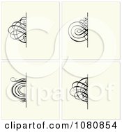 Poster, Art Print Of Set Of Beige Invitations With Half Ornamental Designs