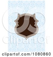 Poster, Art Print Of Brown Frame Over A Blue Floral Damask Background