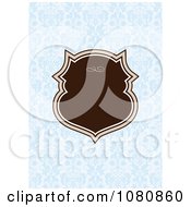 Clipart Brown Frame Over A Blue Floral Damask Background Royalty Free Vector Illustration