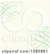 Clipart Ornate Green Swirls Over An Off White Background Royalty Free Vector Illustration
