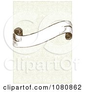 Clipart Parchment Scroll Banner Over A Faint Damask Pattern Royalty Free Vector Illustration