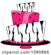 Poster, Art Print Of Round Three Tiered Funky Zebra Print And Pink Polka Dot Fondant Cake