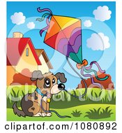 Poster, Art Print Of Dog Flying A Kite