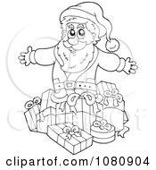 Poster, Art Print Of Outlined Santa With Gifts