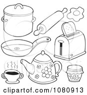 Poster, Art Print Of Outlined Kitchen Items
