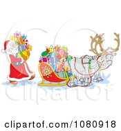 Poster, Art Print Of Santa Loading Gift Boxes Into His Sleigh