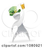 Poster, Art Print Of 3d St Patricks Day Silver Man Splashing Beer