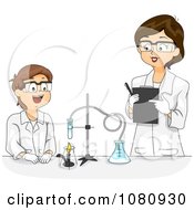 Poster, Art Print Of Female Science Teacher Overlooking A Male Students Chemistry Project