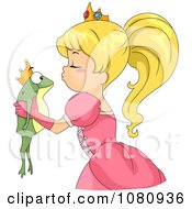Clipart Princess Kissing A Frog Royalty Free Vector Illustration