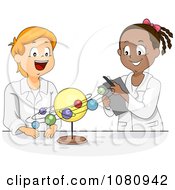 Clipart Male And Female Students Studying The Solar System In Science Class Royalty Free Vector Illustration