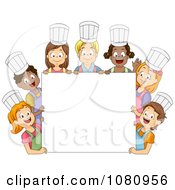Clipart Diverse Kids Wearing Chef Hats Around A Blank Sign Royalty Free Vector Illustration by BNP Design Studio #COLLC1080956-0148