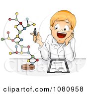 Clipart School Boy Studying A Molecule Model Royalty Free Vector Illustration