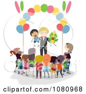 Clipart Stick Ventriloquist Man Entertaining Kids Royalty Free Vector Illustration by BNP Design Studio