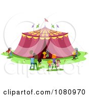 Clipart Stick People Around A Circus Tent Royalty Free Vector Illustration