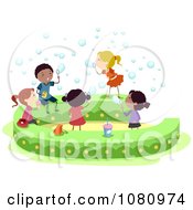 Poster, Art Print Of Stick Kids Blowing Bubbles