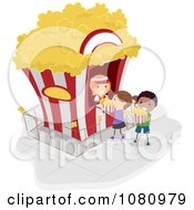 Stick Kids Ordering Popcorn From A Kiosk