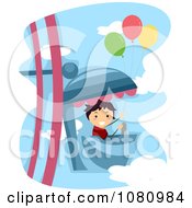 Poster, Art Print Of Stick Boy With Balloons On A Ferris Wheel Ride