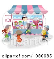 Poster, Art Print Of Stick Kids Lining Up At A Candy Kiosk
