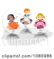 Poster, Art Print Of Stick Kids Playing On Bouncy Animals