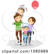 Clipart Stick Family At A Theme Park Royalty Free Vector Illustration by BNP Design Studio