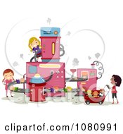 Poster, Art Print Of Stick Girls Making Dolls In A Factory