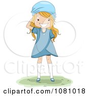 Poster, Art Print Of Blond Girl Wearing A Blue Dress And Scarf On Her Head
