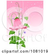 Poster, Art Print Of Bell Flower And Leaves Over Pink
