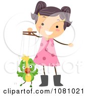 Stick Girl Playing With A Parrot Puppet