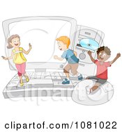 Poster, Art Print Of Students Playing On A Big Computer
