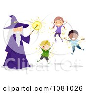 Poster, Art Print Of Stick Kids And A Wizard Floating
