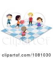 Poster, Art Print Of Stick Kids Playing On A Giant Game Board