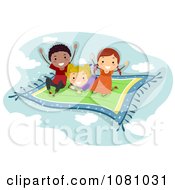 Poster, Art Print Of Stick Kids Flying On A Magic Carpet